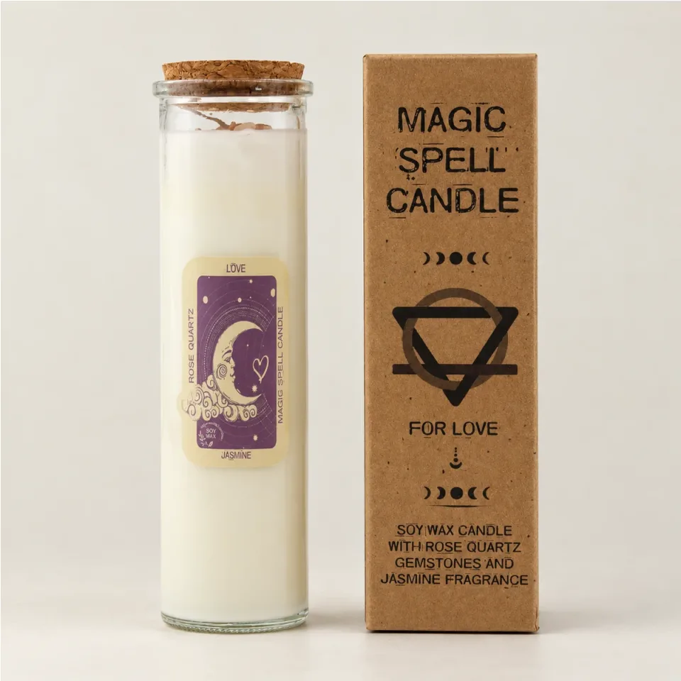 Bougies d'intention à la cire de soja et aux pierres : Amour