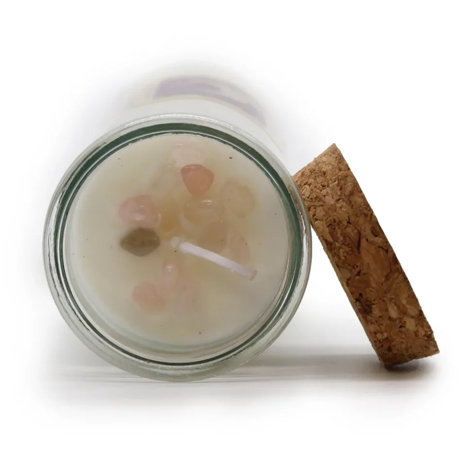 Bougies d'intention à la cire de soja et aux pierres : Amour