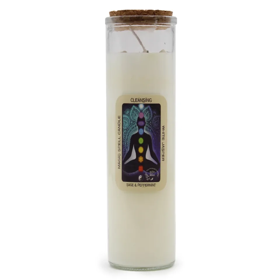 Bougies d'intention à la cire de soja et aux pierres : Purification