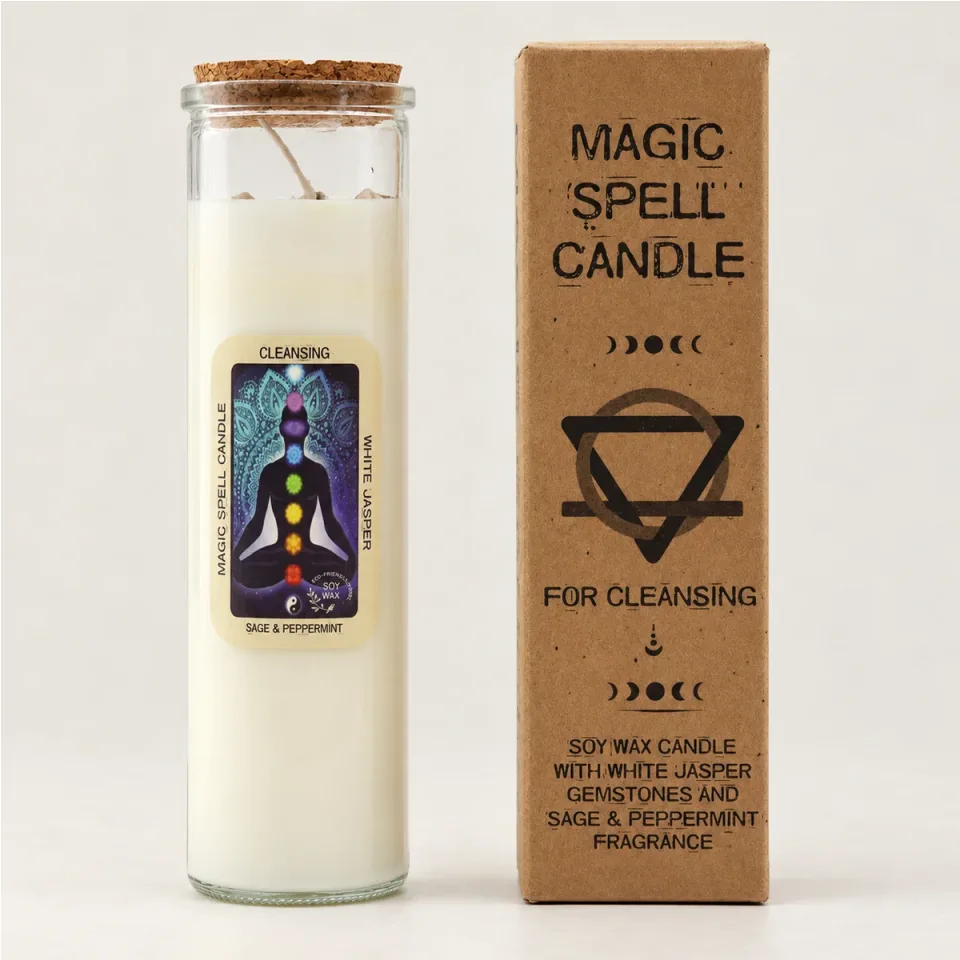 Bougies d'intention à la cire de soja et aux pierres : Purification