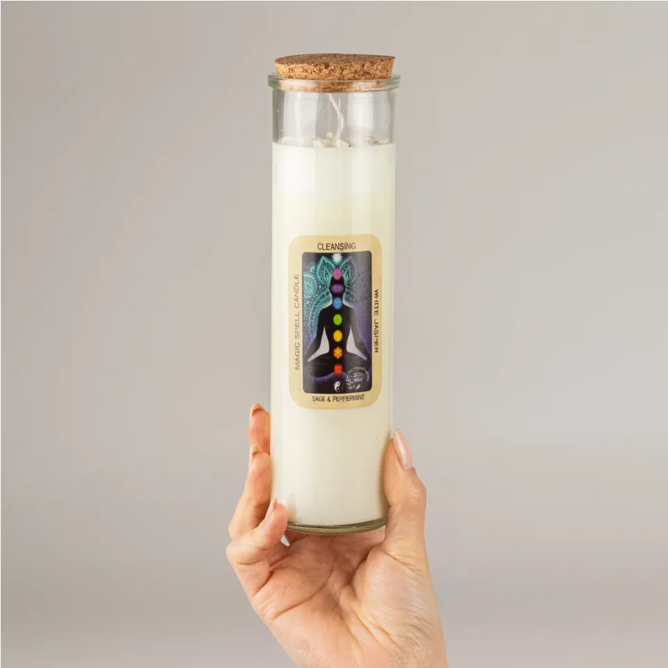 Bougies d'intention à la cire de soja et aux pierres : Purification