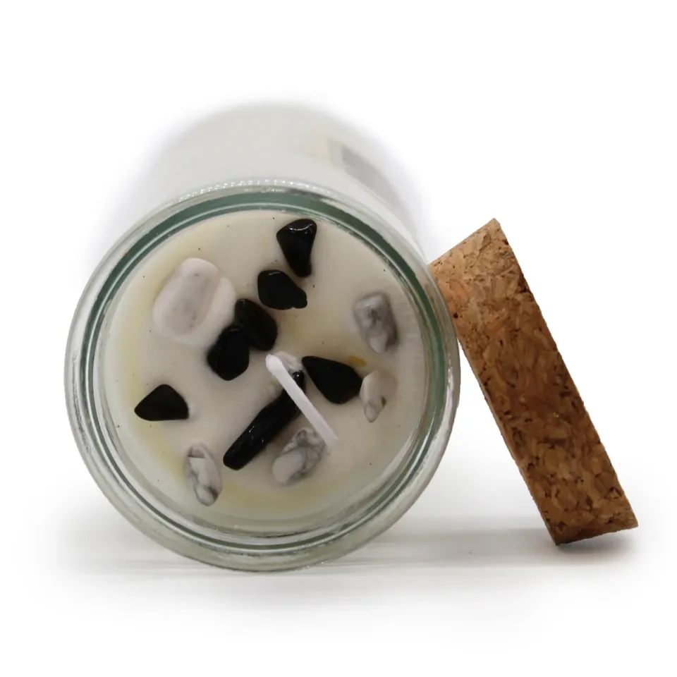 Bougies d'intention à la cire de soja et aux pierres : Équilibre