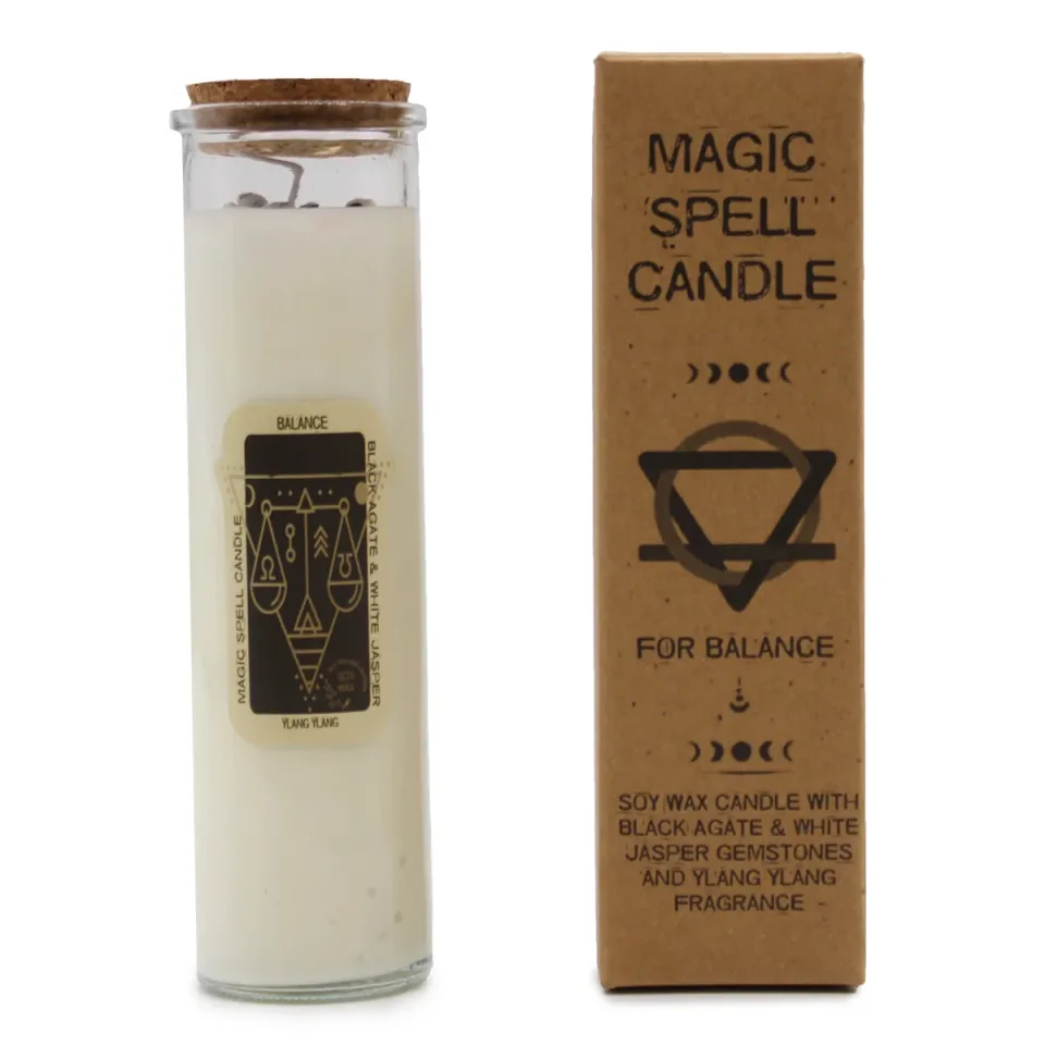 Bougies d'intention à la cire de soja et aux pierres : Équilibre