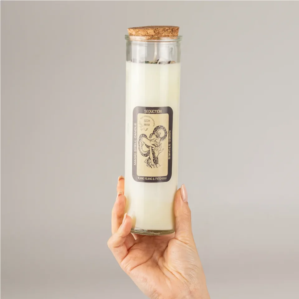 Bougies d'intention à la cire de soja et aux pierres : Séduction