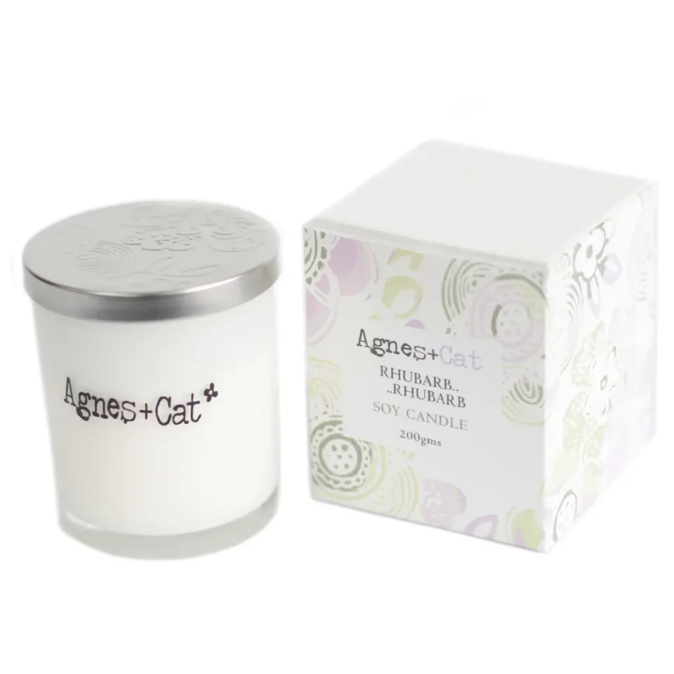 Bougies votives en verre, cire de soja (200 g) : Rhubarbe