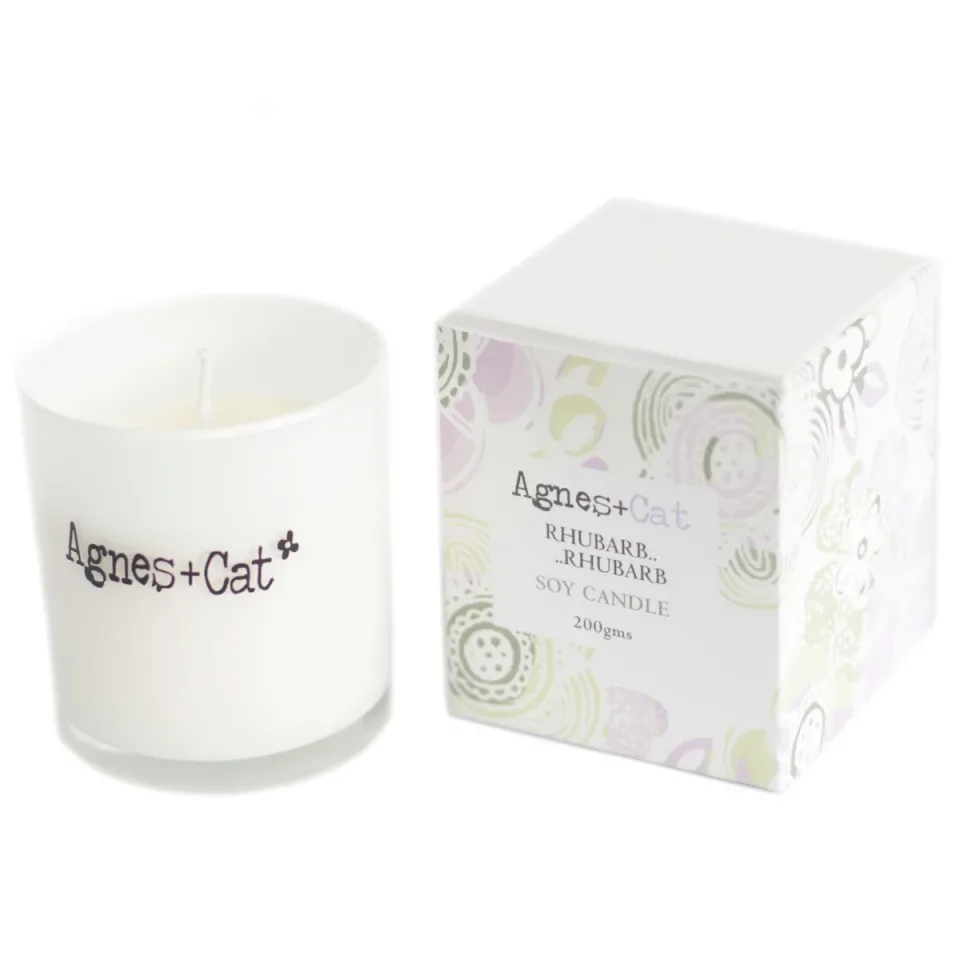 Bougies votives en verre, cire de soja (200 g) : Rhubarbe