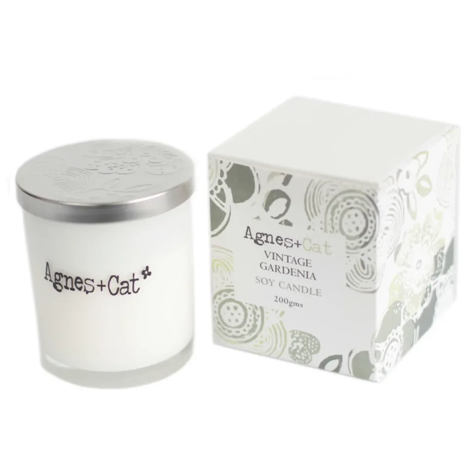 Bougies votives en verre, cire de soja (200 g) : Gardénia vintage
