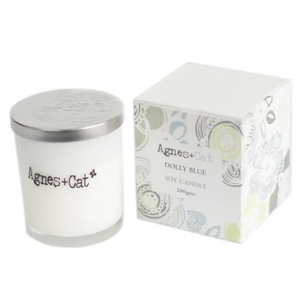 Bougies votives en verre, cire de soja (200 g) : Bleu Dolly