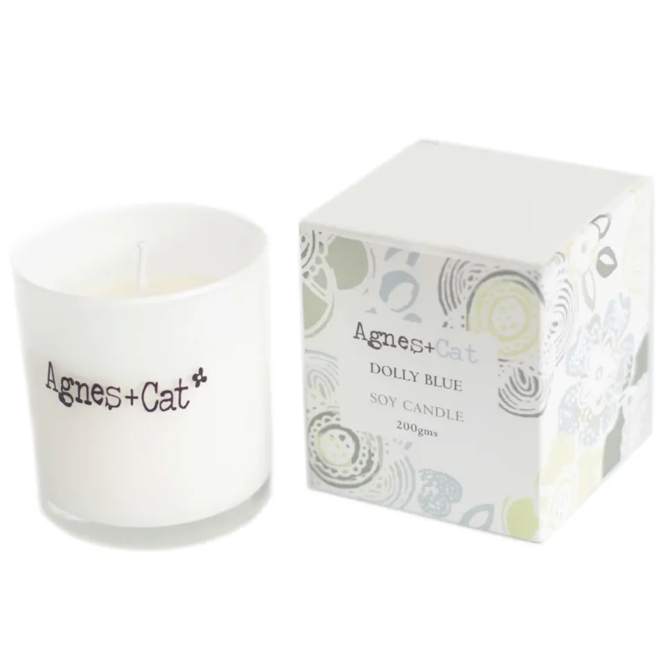 Bougies votives en verre, cire de soja (200 g) : Bleu Dolly