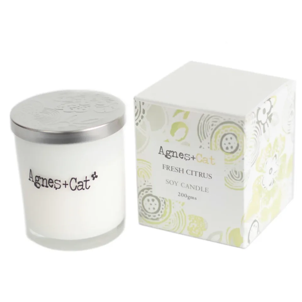 Bougies votives en verre, cire de soja (200 g) : Agrumes