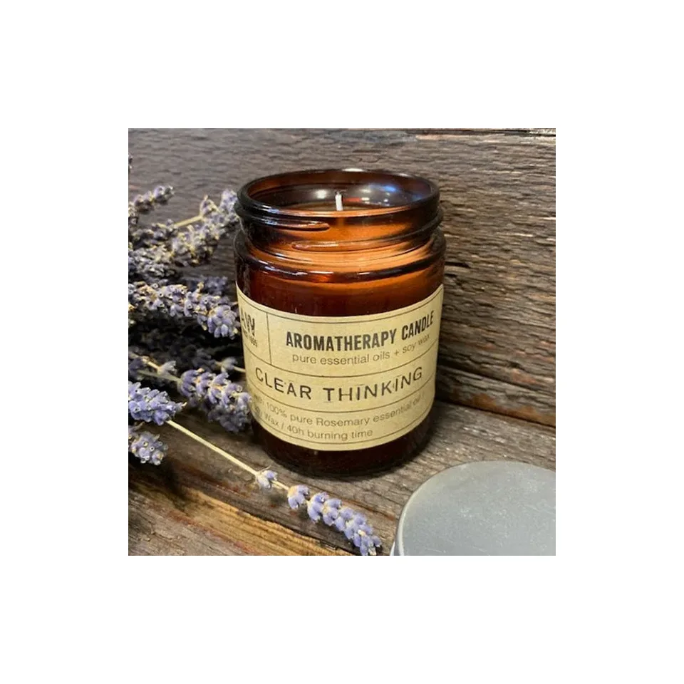 Bougies aux huiles essentielles, cire de soja (200 g) : Esprit clair (romarin)