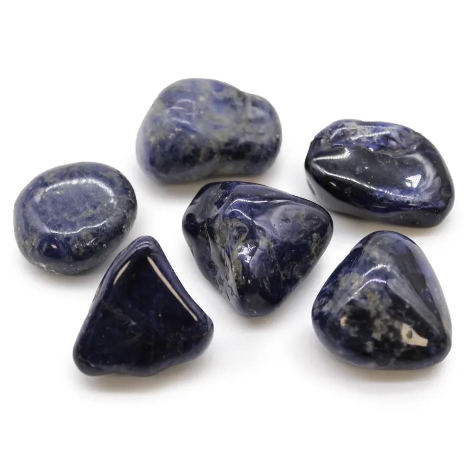 Grandes pierres roulées africaines : Sachet de 6 grandes pierres roulées africaines, sodalite bleu pur