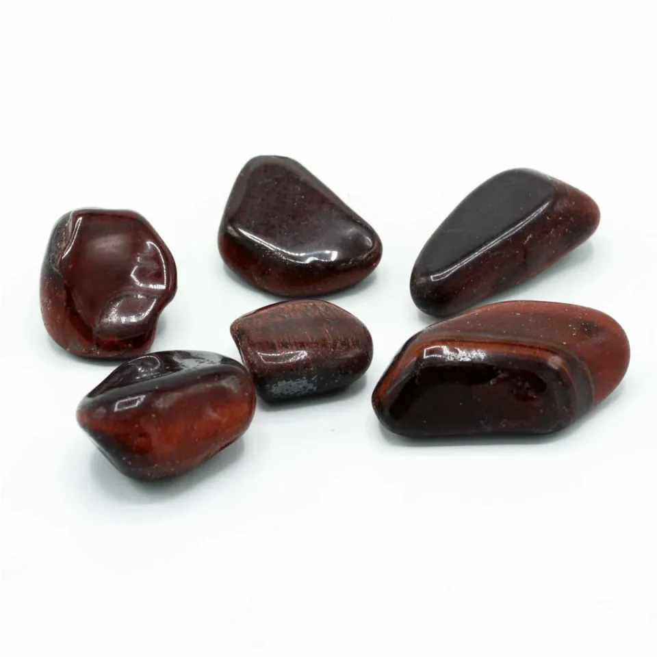 Grandes pierres roulées africaines : Œil de tigre rouge, taille 8 (30 mm), vendu au kilo
