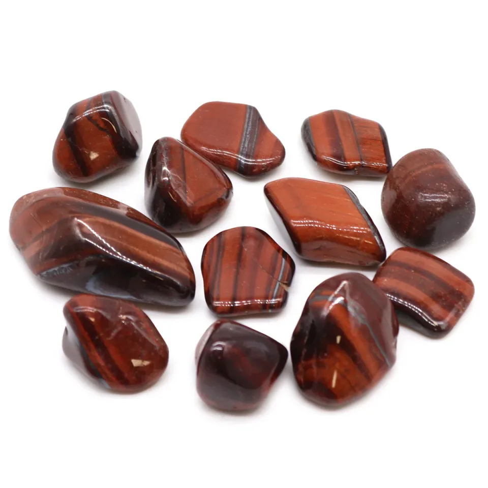 Pierres roulées africaines, taille moyenne : Œil de tigre rouge, taille 7 (26 mm), vendu au kilo