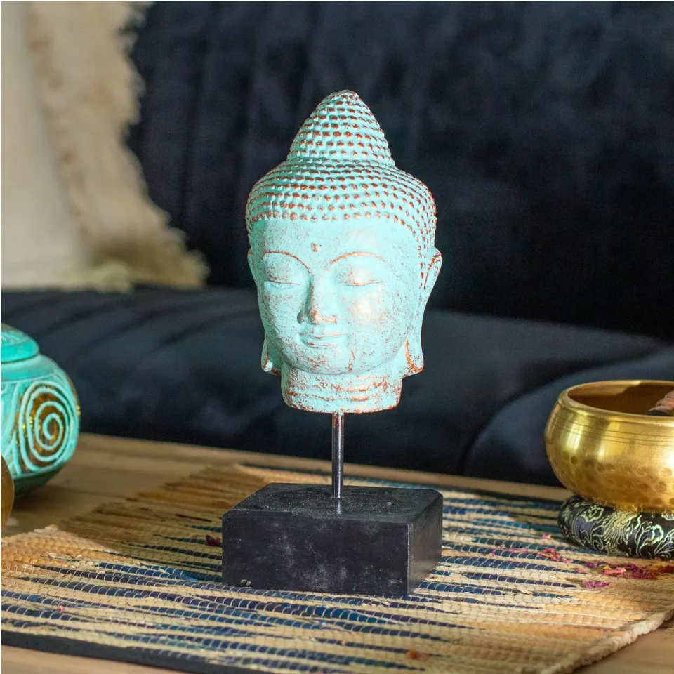 Bouddha Quiétude sur socle : vert cuivré