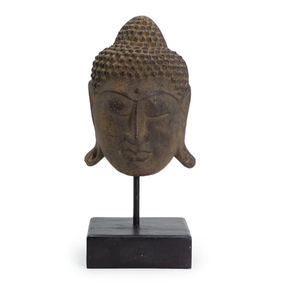 Grand Bouddha Sérénité sur socle : gris