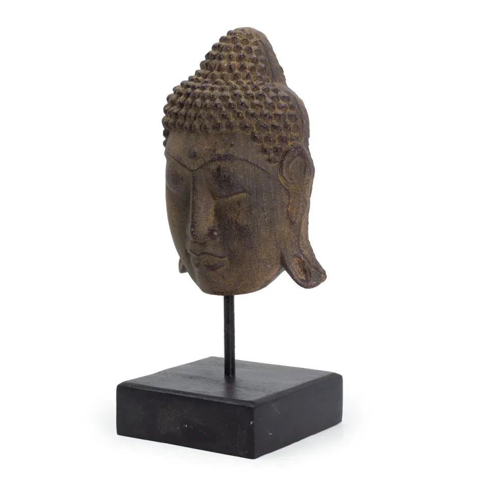 Grand Bouddha Sérénité sur socle : gris