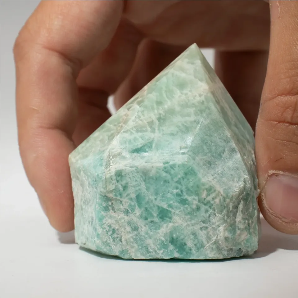 Pointes polies de choix : amazonite d'Inde (environ 5-6 pièces)