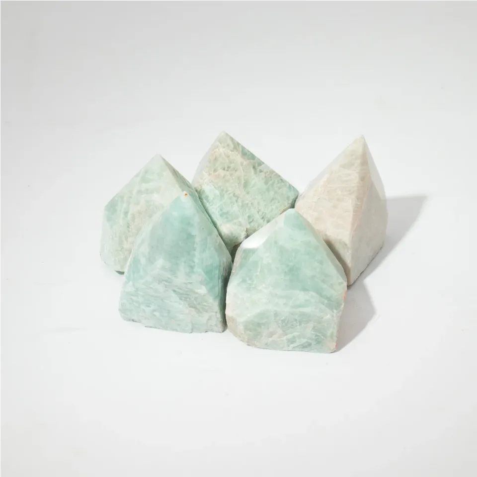 Pointes polies de choix : amazonite d'Inde (environ 5-6 pièces)