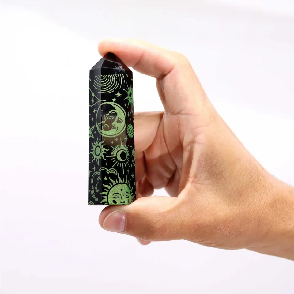 Pointes d'obsidienne noire décorées : Vert forêt