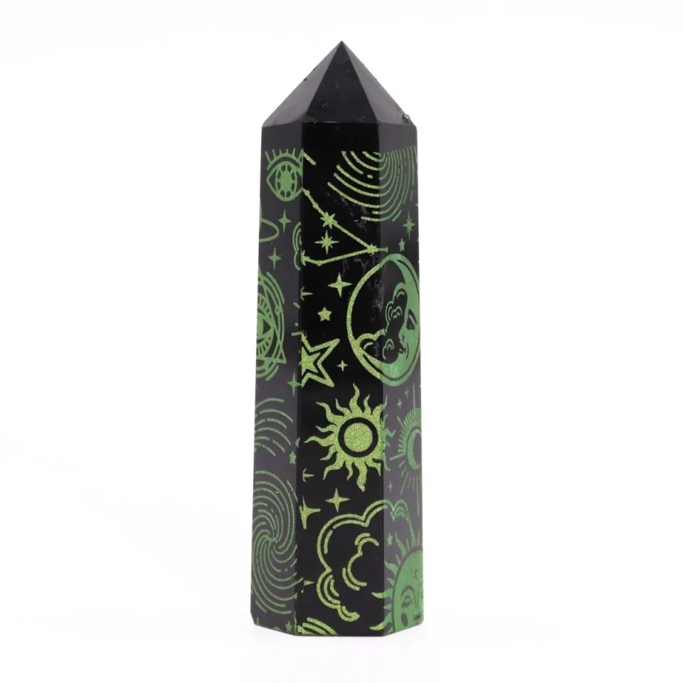 Pointes d'obsidienne noire décorées : Vert forêt