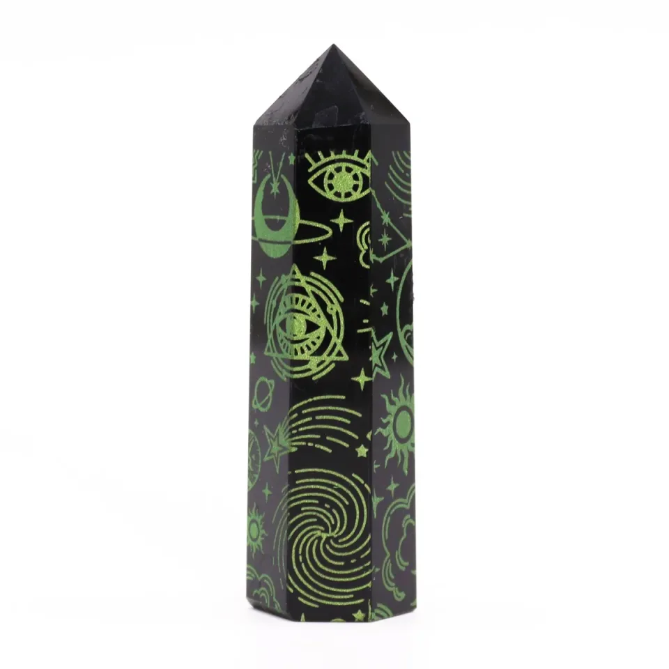 Pointes d'obsidienne noire décorées : Vert forêt