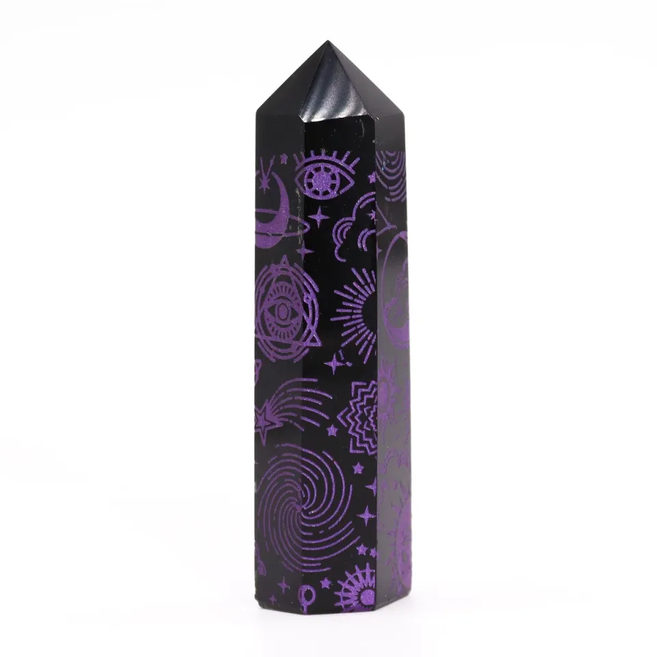Pointes d'obsidienne noire décorées : Violet profond
