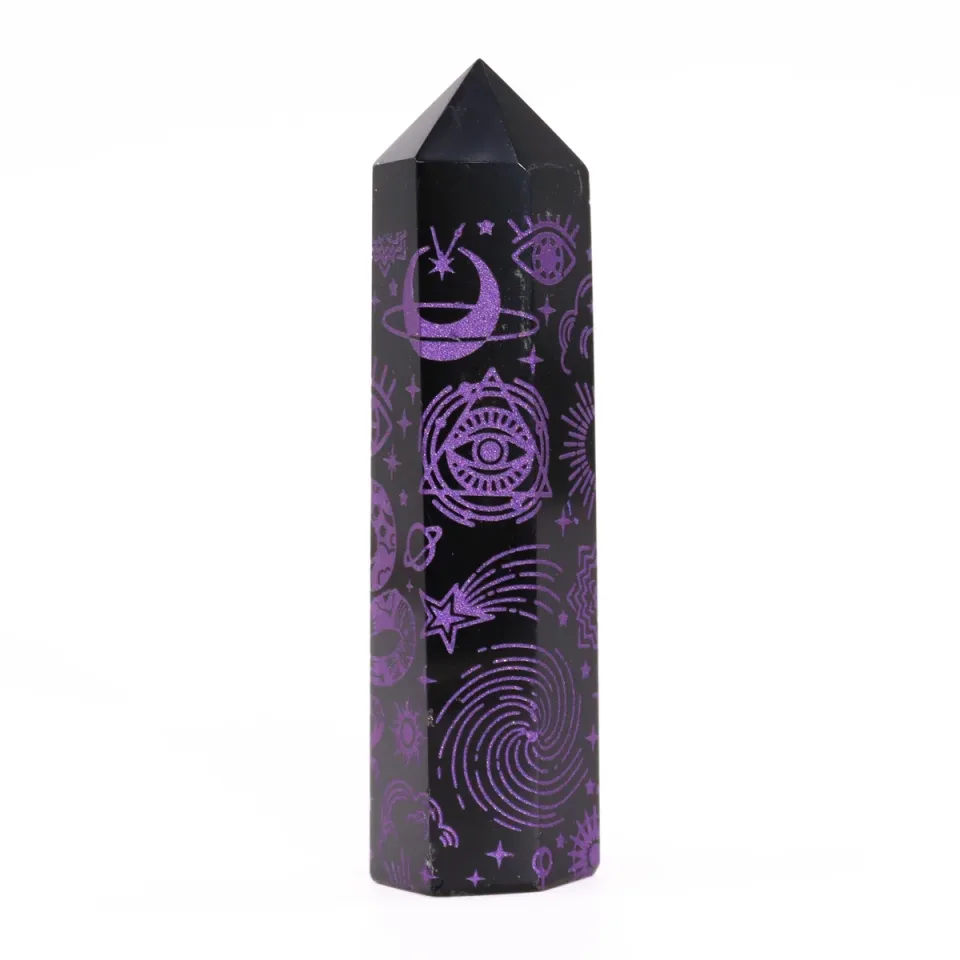 Pointes d'obsidienne noire décorées : Violet profond