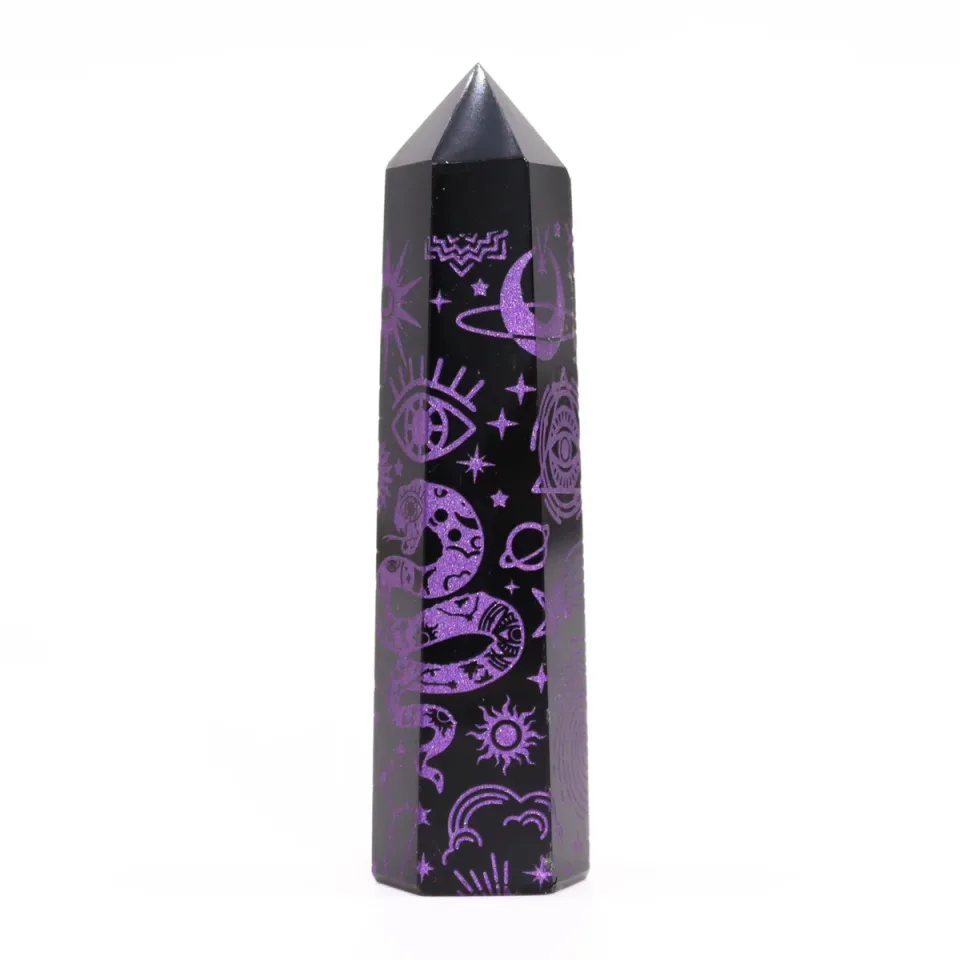 Pointes d'obsidienne noire décorées : Violet profond