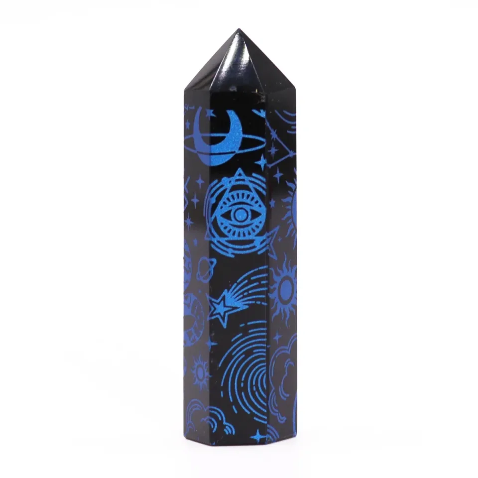 Pointes d'obsidienne noire décorées : Bleu nuit