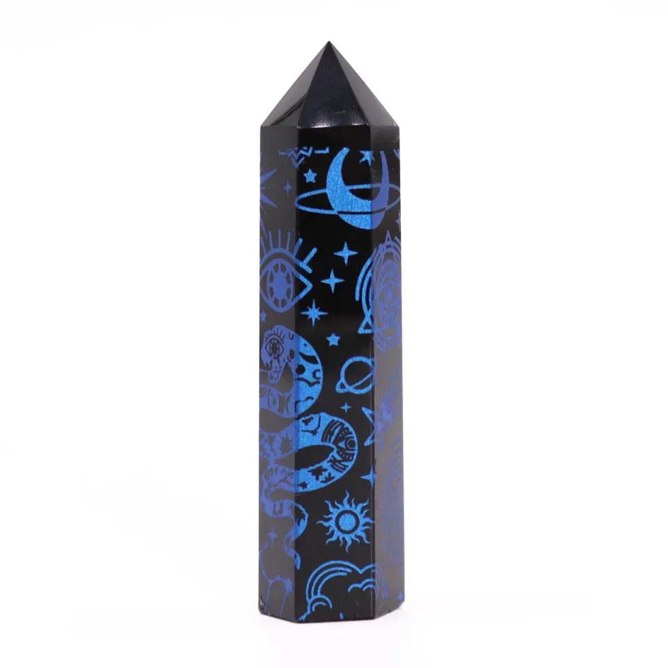 Pointes d'obsidienne noire décorées : Bleu nuit