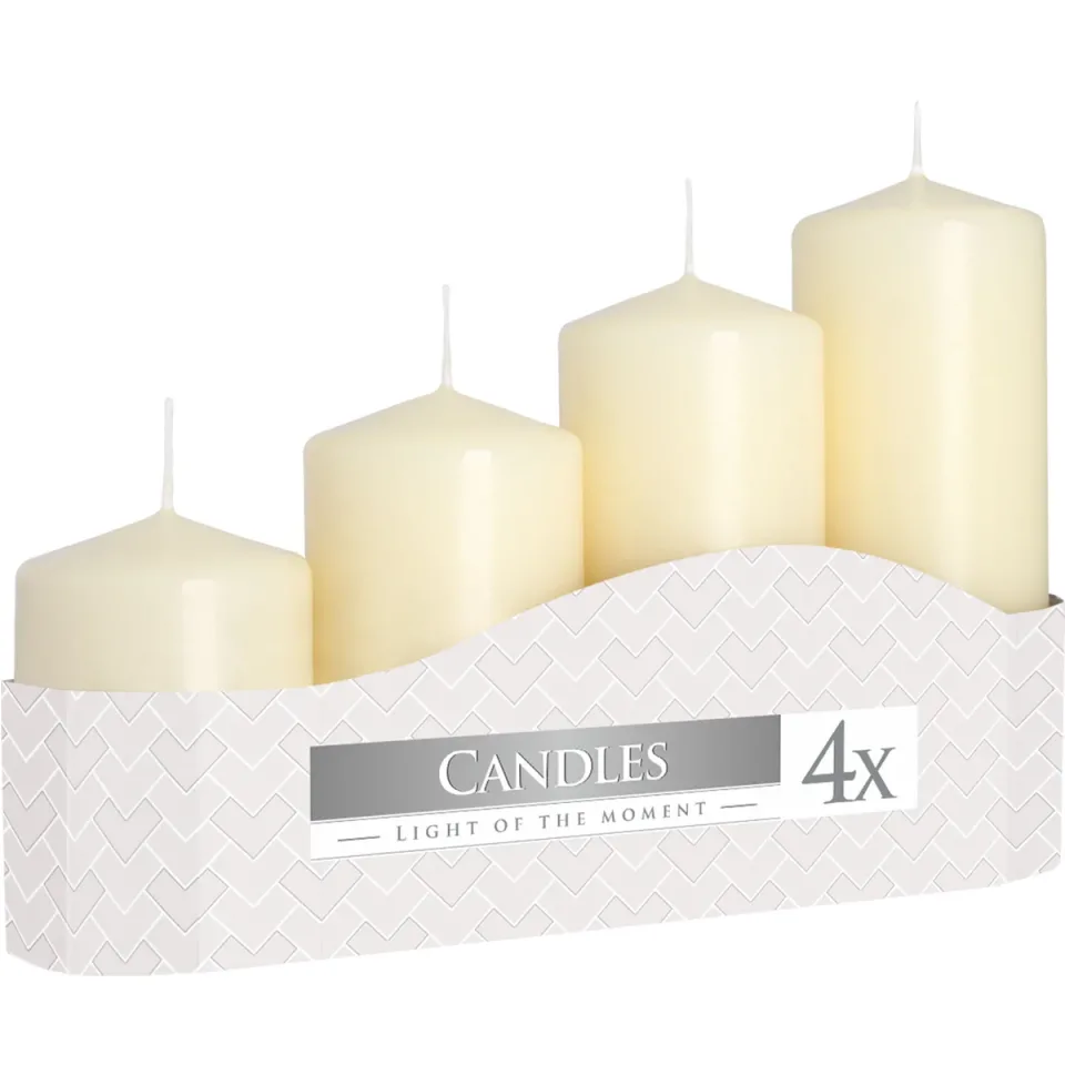 Lot de 4 bougies cylindriques de 50 mm : de 50 mm (11/16/22/33 h), ivoire