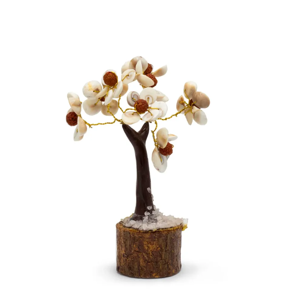 Arbres en pierres de Gomati (chakra) : Arbre moyen de pierres de Gomati avec rudraksha (45 pierres)