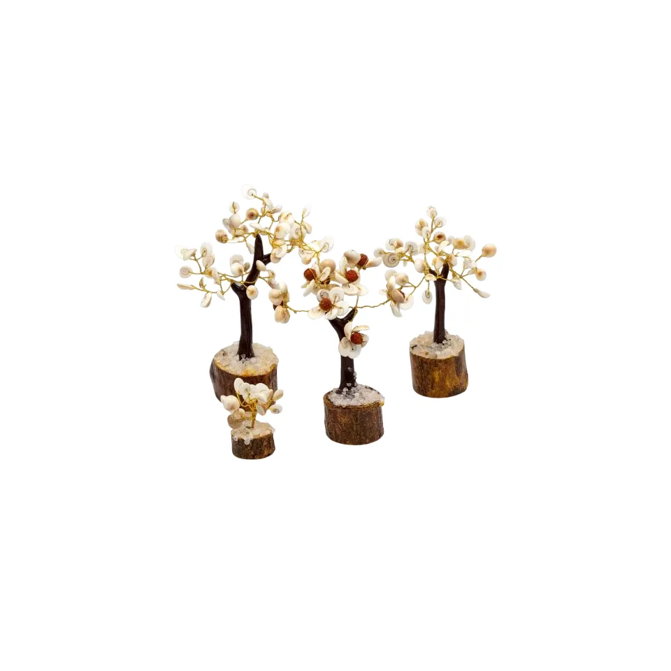 Arbres en pierres de Gomati (chakra) : Lot de 4 arbres de pierres de Gomati