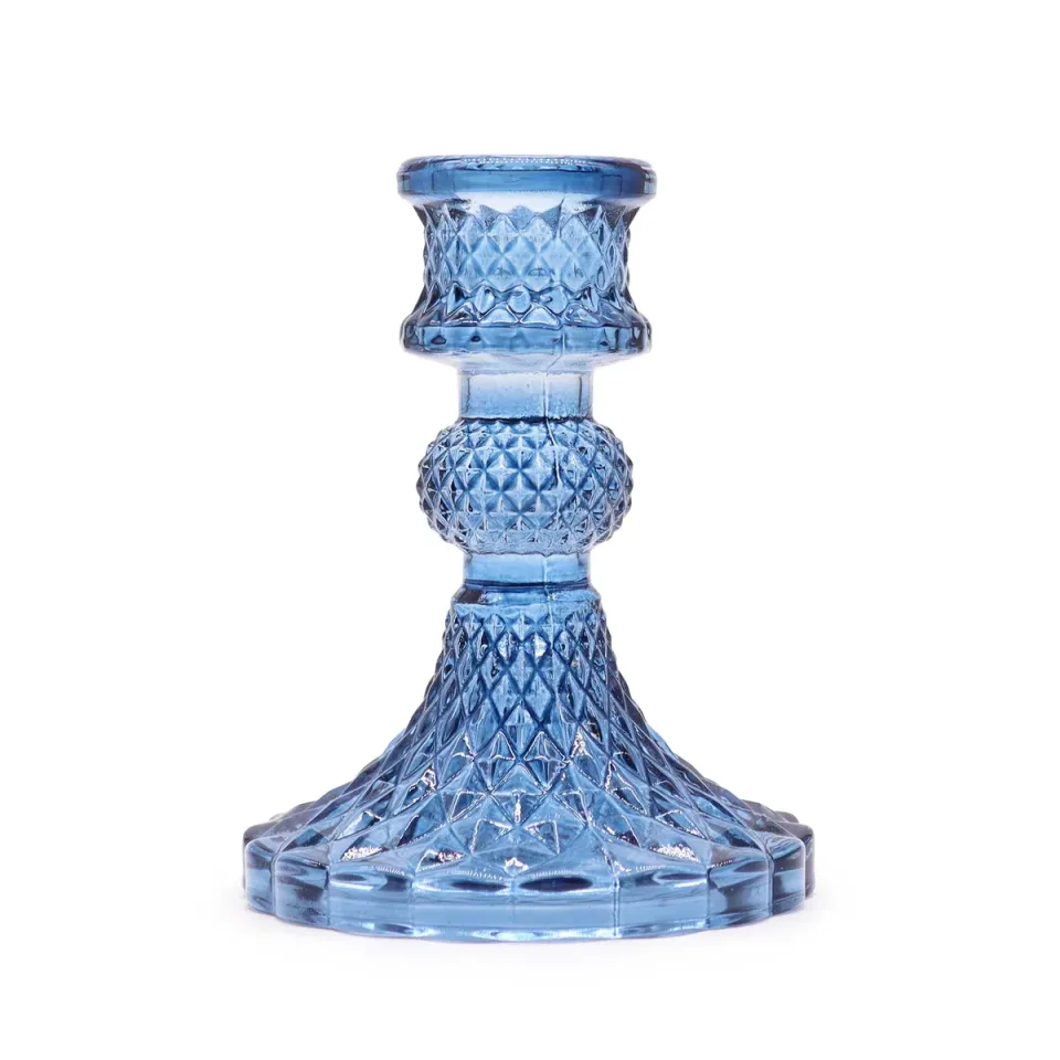 Bougeoir de table vintage : bleu royal