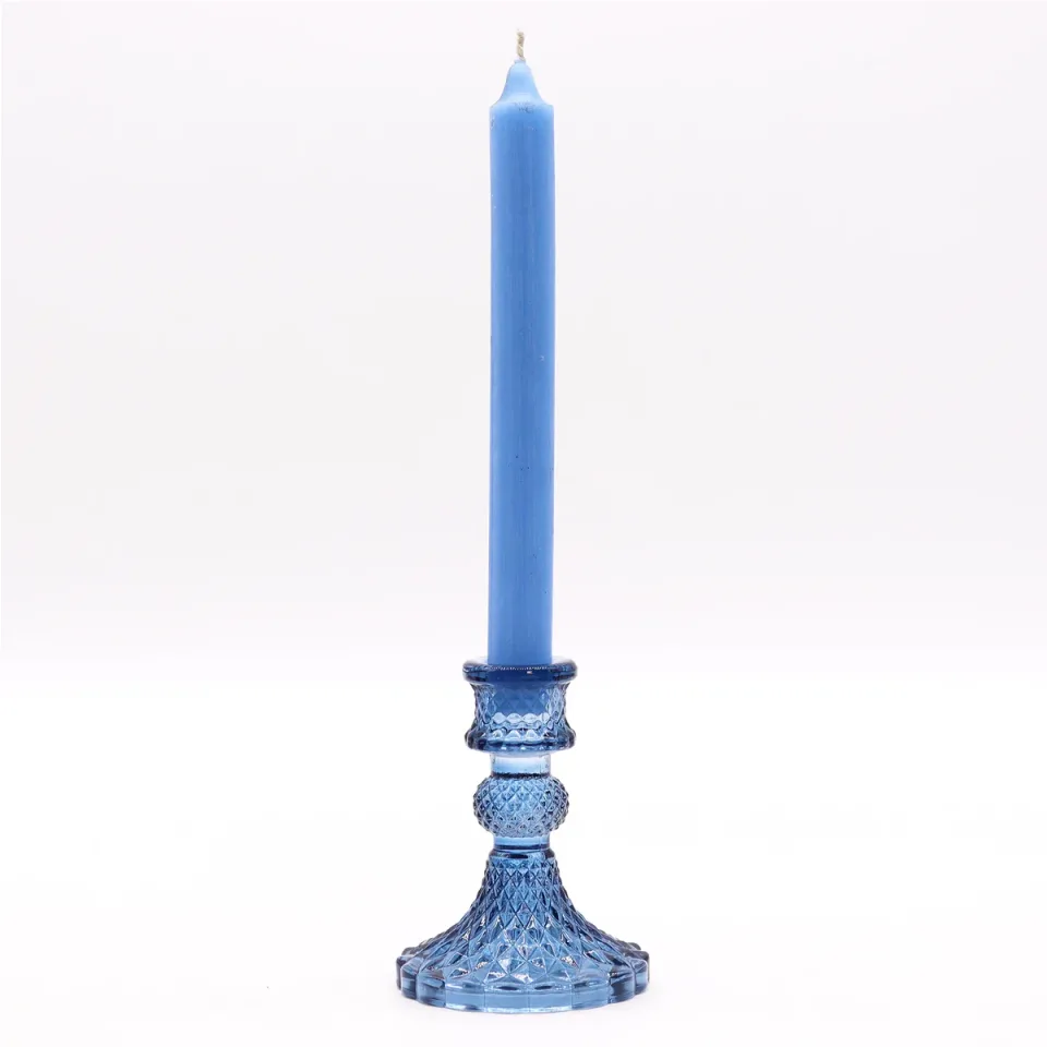 Bougeoir de table vintage : bleu royal