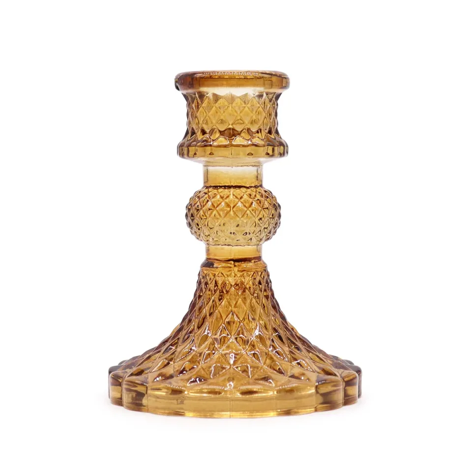 Bougeoir de table vintage : ambre antique
