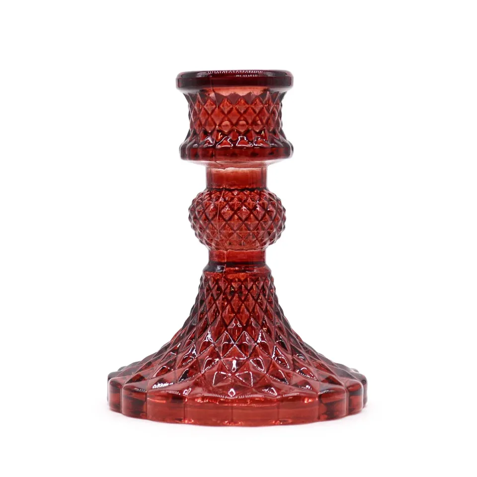 Bougeoir de table vintage : rouge rubis