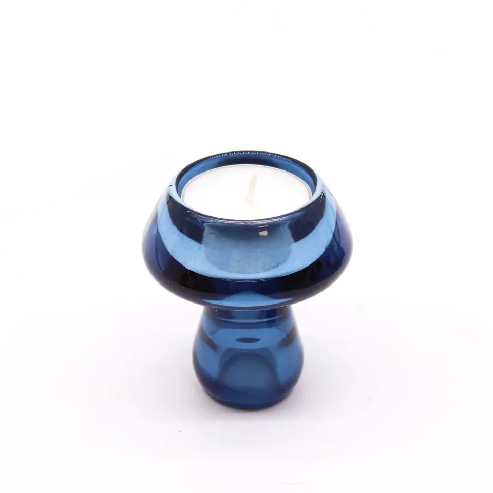 Bougeoir champignon pour bougie fine ou chauffe-plat : bleu royal