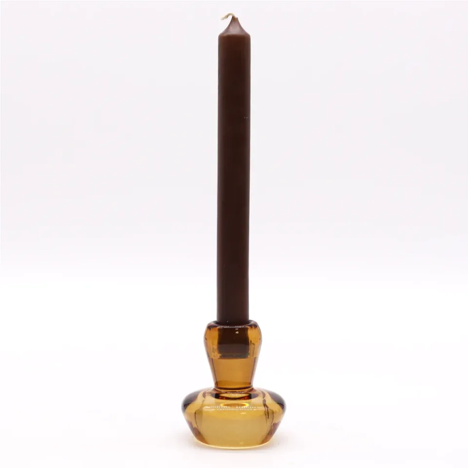 Bougeoir champignon pour bougie fine ou chauffe-plat : ambre antique