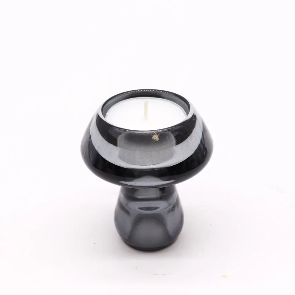 Bougeoir champignon pour bougie fine ou chauffe-plat : gris nuit