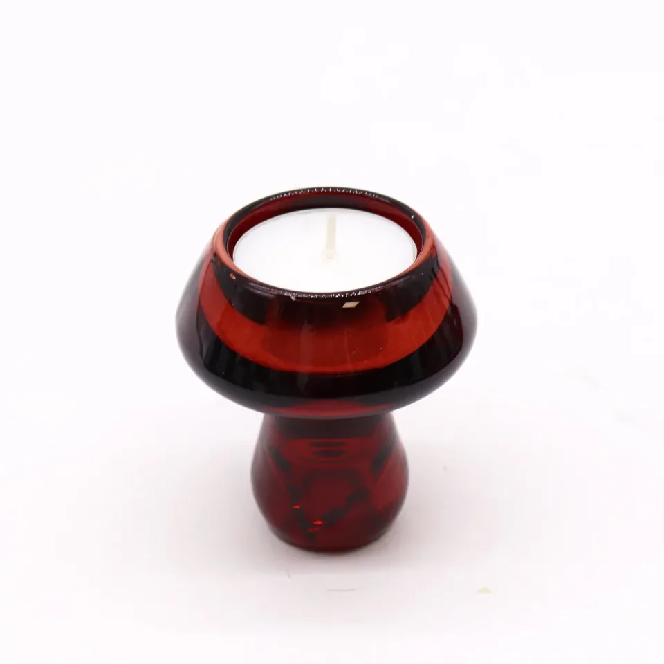 Bougeoir champignon pour bougie fine ou chauffe-plat : rouge rubis