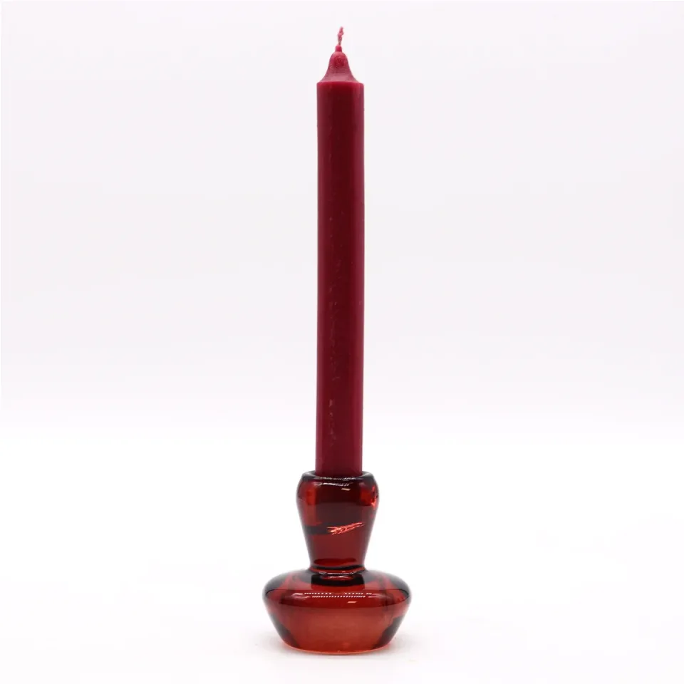 Bougeoir champignon pour bougie fine ou chauffe-plat : rouge rubis