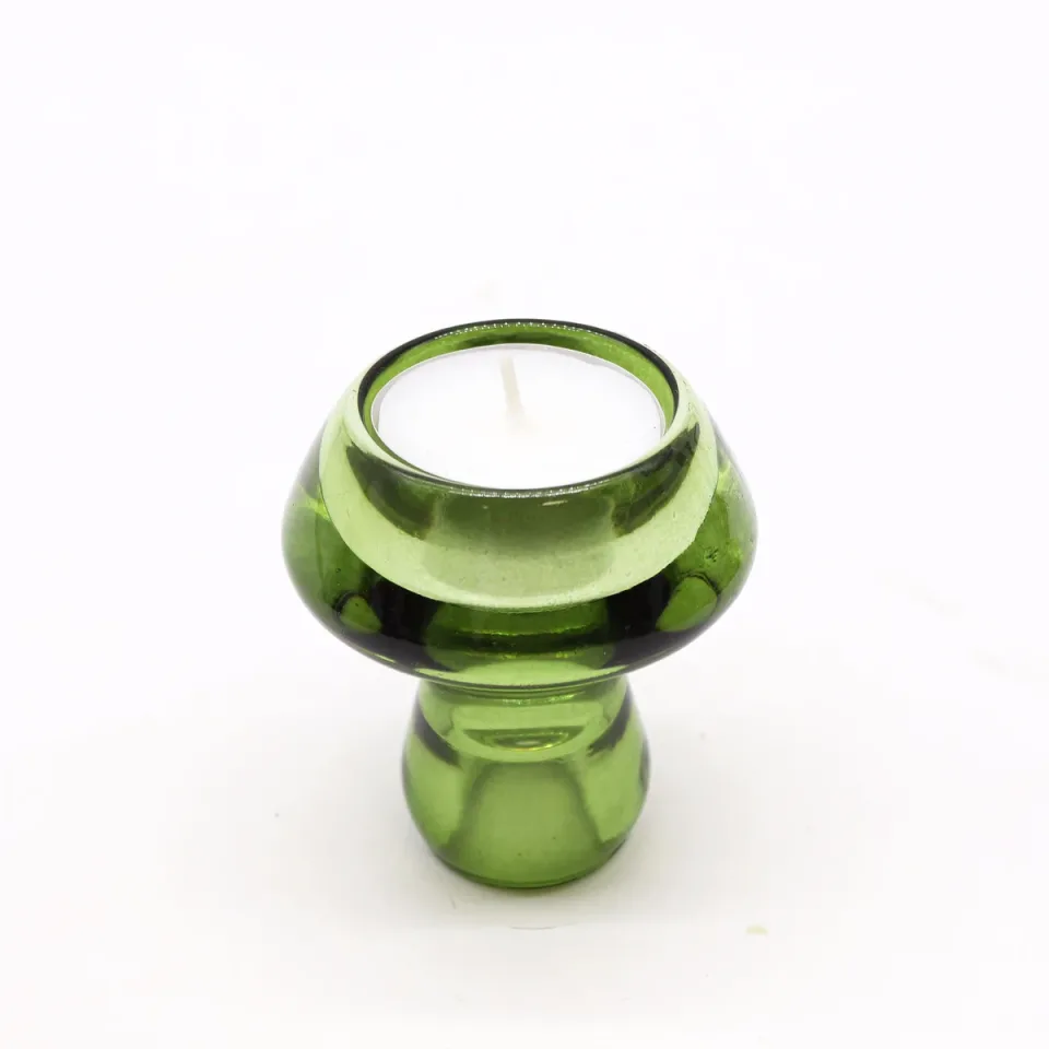 Bougeoir champignon pour bougie fine ou chauffe-plat : vert jade