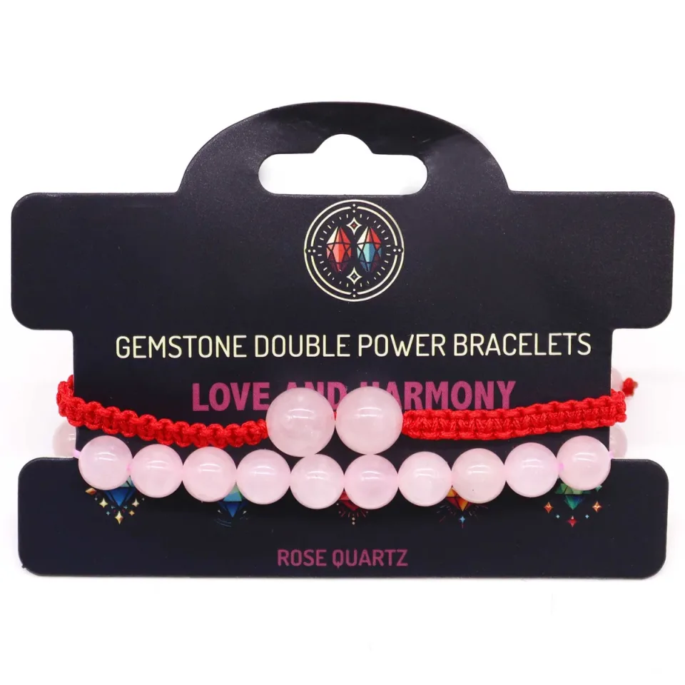 Bracelets doubles en pierres naturelles : Quartz rose