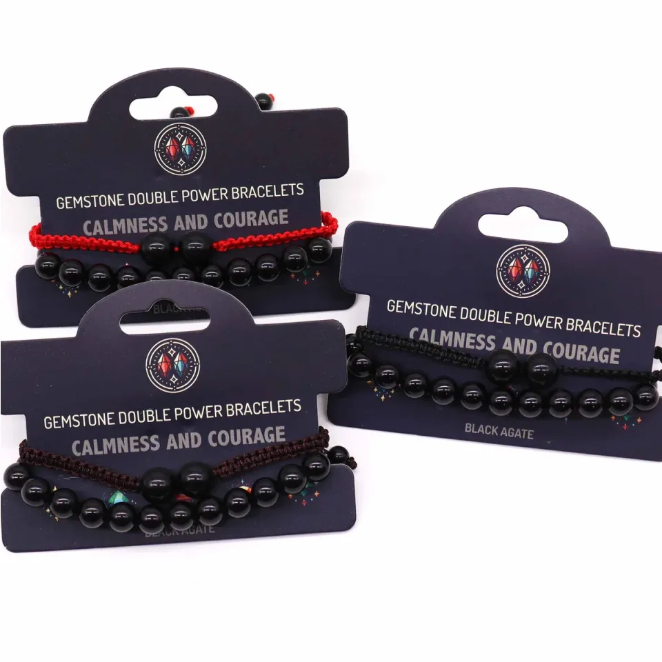 Bracelets doubles en pierres naturelles : Agate noire