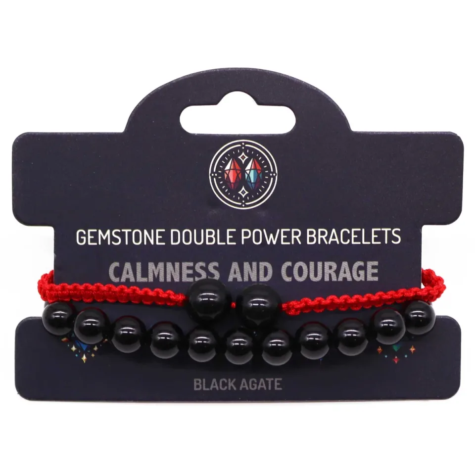 Bracelets doubles en pierres naturelles : Agate noire