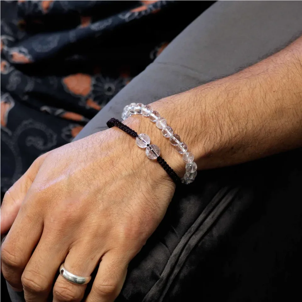 Bracelets doubles en pierres naturelles : Cristal de roche