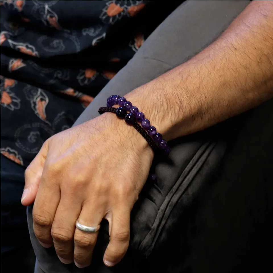 Bracelets doubles en pierres naturelles : Améthyste