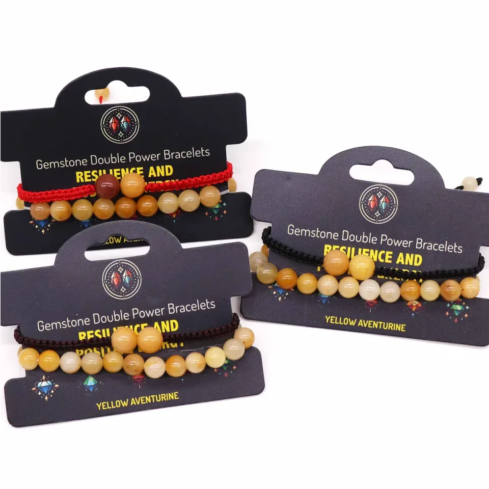 Bracelets doubles en pierres naturelles : Aventurine jaune